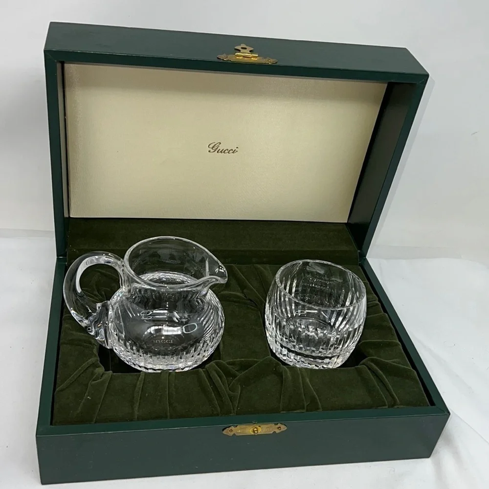 Gucci Vintage Bourbon Water Cut Crystal Set in Original Velvet Box